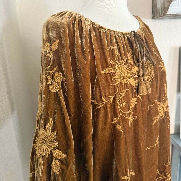 Johnny Was Velvet Tunic Peasant Blouse Large - Picture 4 of 14